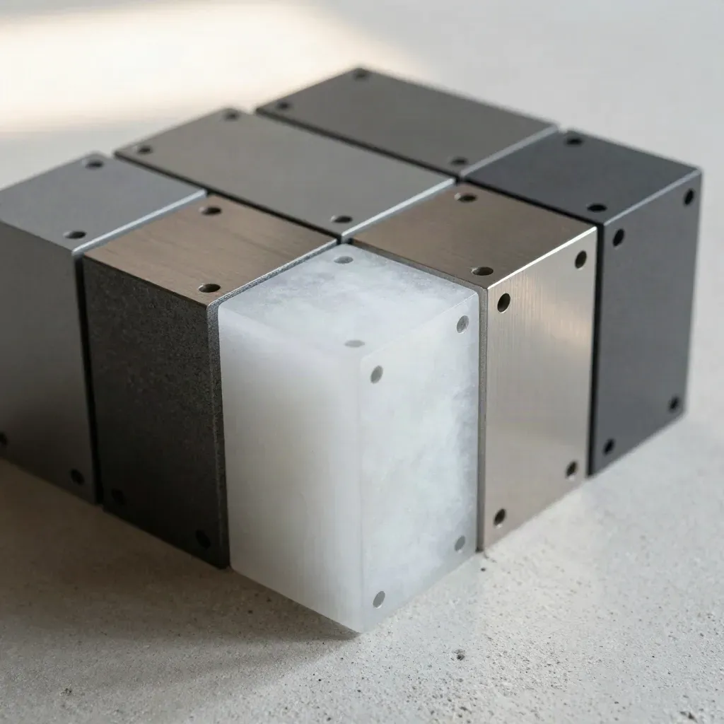Top-down close-up of modular cubes and magnetic plates aligning on pale concrete.